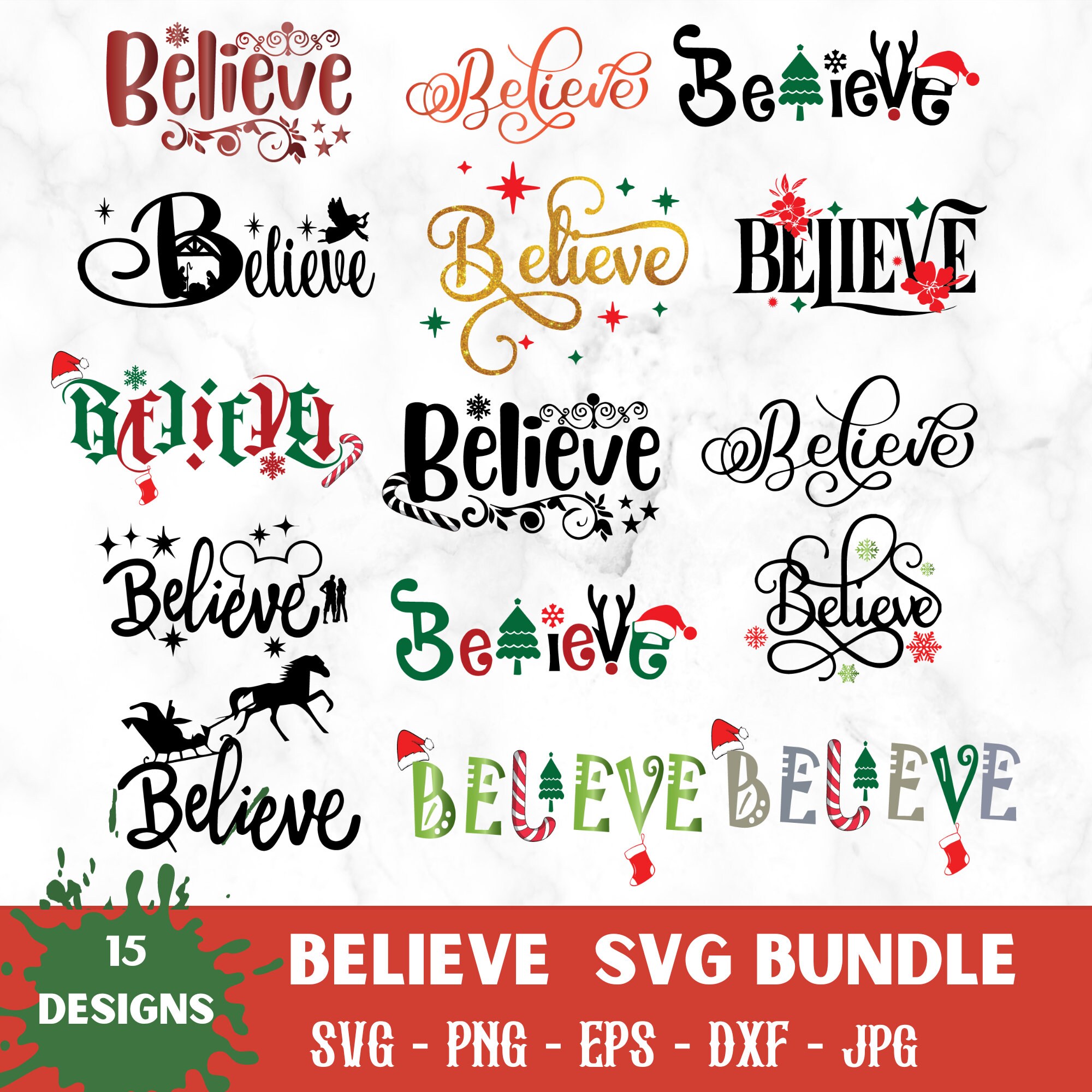Believe SVG Bundle, Believe in Christmas Svg, Christmas Sign Svg