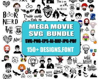 Paquete Mega SVG, Mago Mágico Svg, Fuente Potter SVG, Fuente Mago Svg, Fuente de Halloween Svg, Potter Svg, Svg para Camisas, Cricut, Silueta