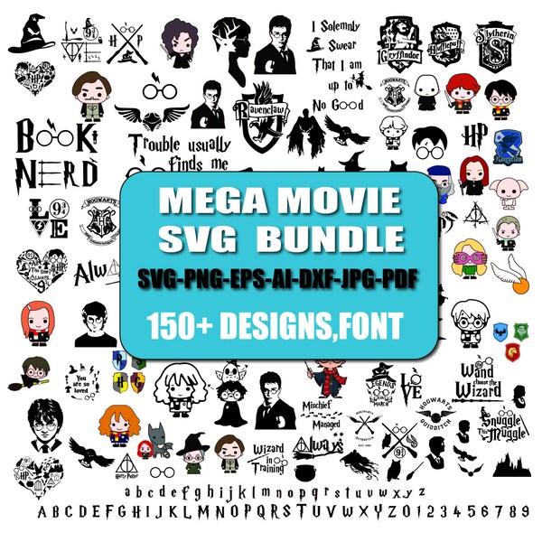 Mega SVG Bundle, Magic Wizard Svg, Potter Font SVG, Wizard Font Svg, Halloween Font Svg, Potter Svg, Svg for Shirts, Cricut, Silhouette