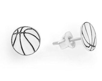 Basketball ball earrings. 925 sterling silver earrings. Dainty earrings. Birthday gift for her. Symbolic jewellery. 24k gold. Sport jewelry.