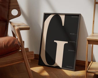 Impressão Split The G, arte de parede moderna da Guinness em preto e branco (download digital)