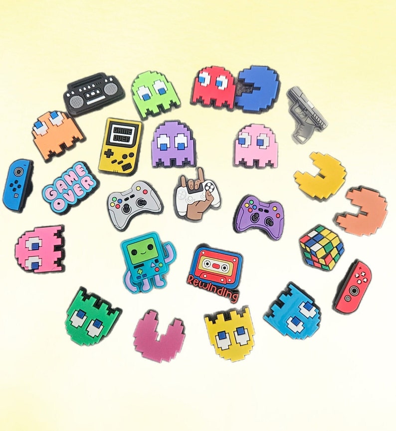 Gaming Croc Charm Jibbitz Pacman Rubix Cube Nintendo Switch Etsy