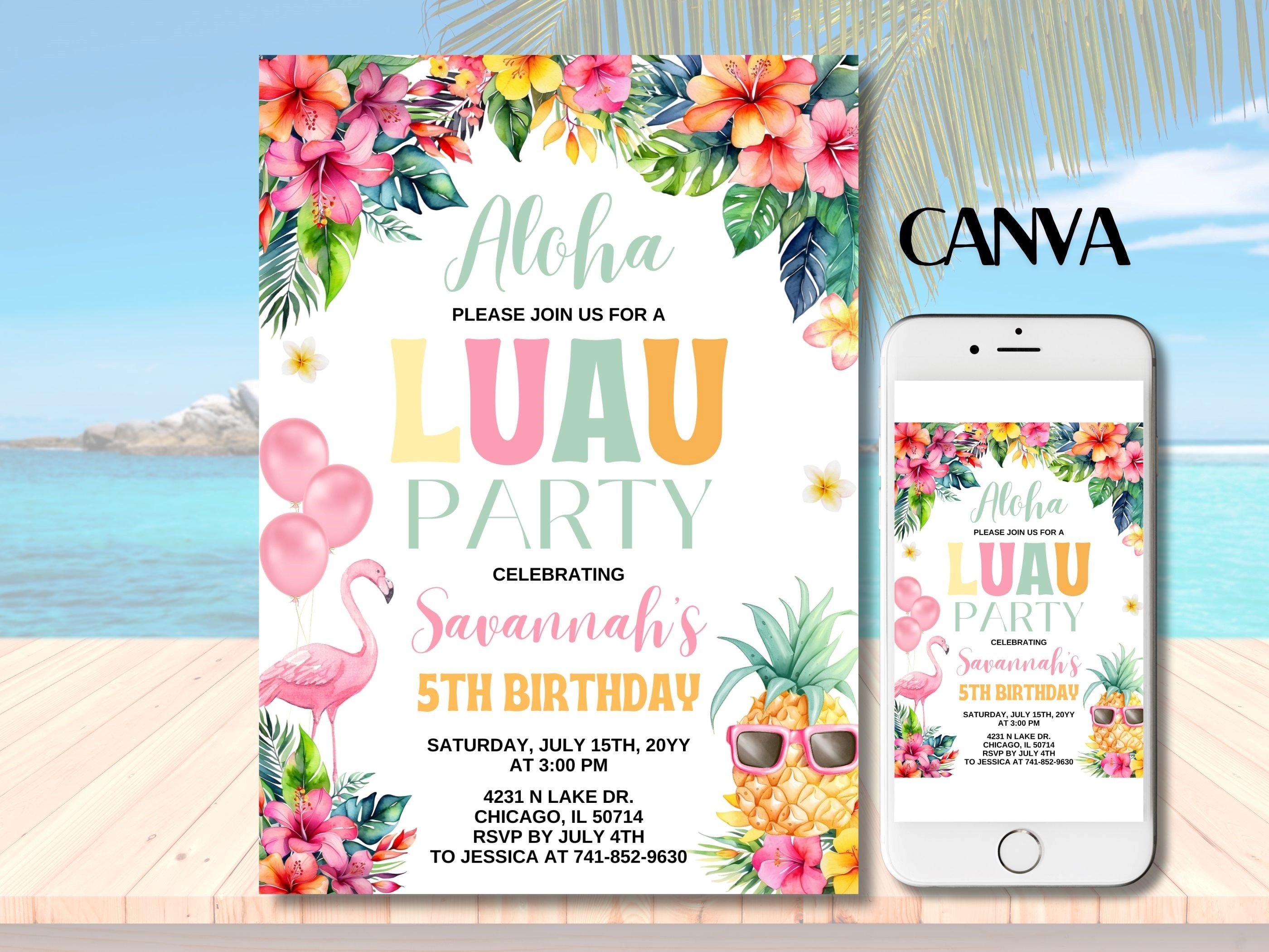 Aloha Pool Party Birthday Invitation, Editable Hawaiian Pool Party Aloha Pool Party Birthday Invitation, Editable Hawaiian Pool Party
