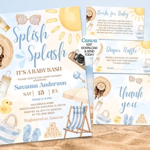 Splish Splash Baby Shower Invitation Set: Tropical Canva Template