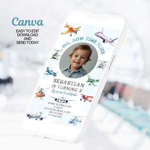 Electronic Time Flies Birthday Invitation, Template With Photo for Any ...