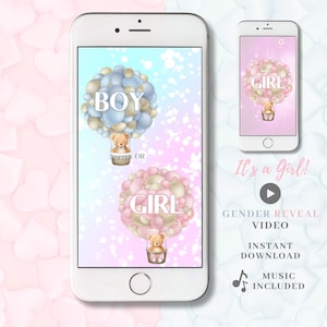 It&#39;s a Girl Gender Reveal Video Pregnancy Announcement, Instant download