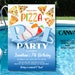 Editable Pizza and Pool Party Birthday Invitation, Pizza Pool Party ...