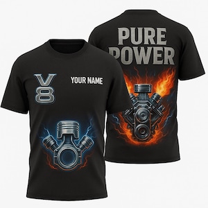 Personalized V8 Engine Shirt: Muscle Car Tee for Gearheads