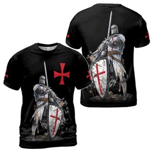 Templar Knight Crusader Shirt: Medieval Warrior Cross Shield Tee