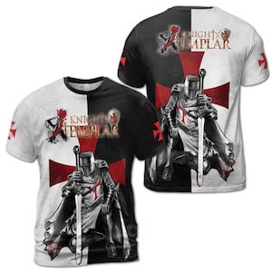 Knights Templar T-Shirt: Medieval Crusader Design, Red Cross Graphic Tee