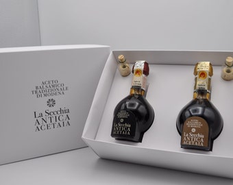 モデナの伝統的なバルサミコ酢 D.O.P.デュエット「EXTRA OLD + REFINED