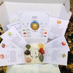 Leo Crystal Astrological Combination Set. Leo Zodiac Gift Box. Astrology Gift. Leo Crystal Box. Birthday Gift Box.  Astrology Birthday Gift