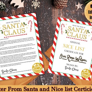Carta de Papá Noel, ideas secretas de Papá Noel, cartas de Papá Noel, certificado de lista bonita, caja de Nochebuena, Carta del Polo Norte, Carta imprimible,