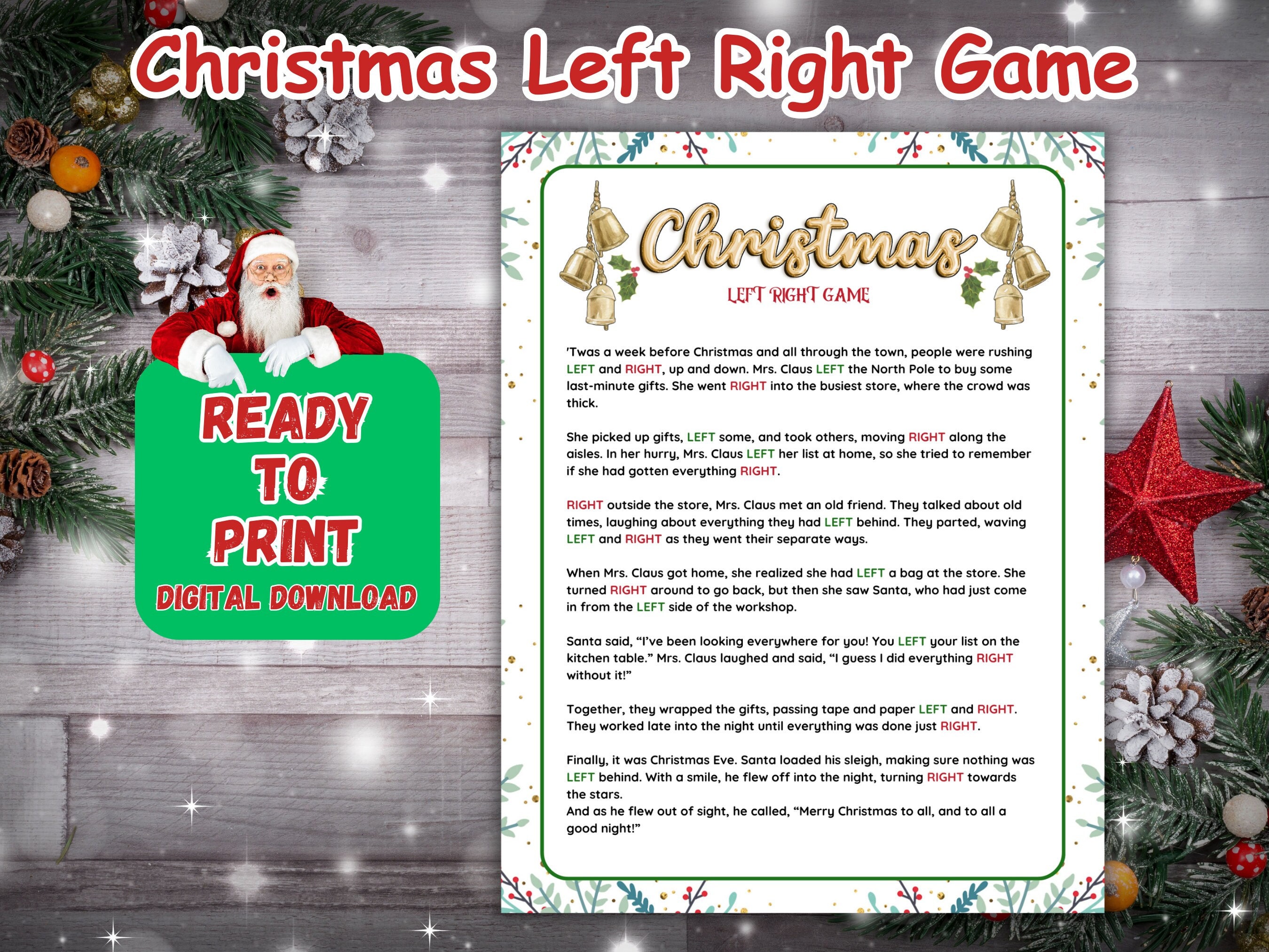 Christmas Left Right, Christmas Party Game, Gift Exchange Game, Pass