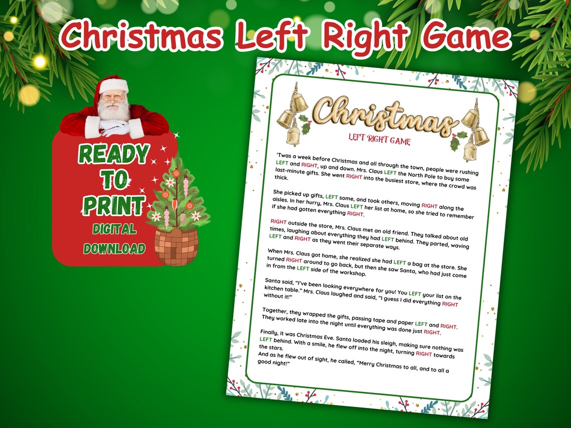 Christmas Left Right, Christmas Party Game, Gift Exchange Game, Pass