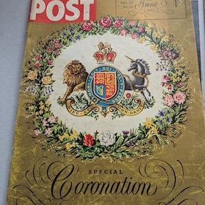 Vintage Zeitschriften der Queens Krönung 1953 - Bild Post & Illustriertes Souvenir