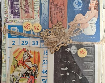 Vintage Paper Ephemera Lot - 50 Pieces for Scrapbooking & Junk Journaling - Maps, Old Books, Playing Cards, Stamps, Vintage Memorabilia