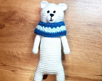 Crochet Polar Bear. Handmade Polar Bear with detachable shrug. 26cm x 12cms