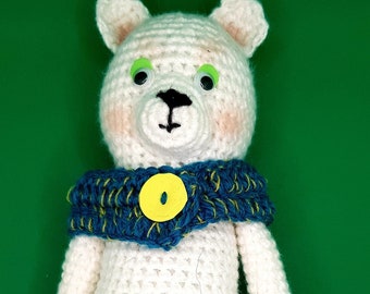 Crochet Polar Bear. Handmade Polar Bear with detachable shrug. 26cm x 12cms