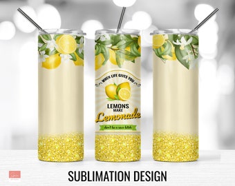 Lemonade Label 20 once design a sublimazione per tumbler sottile, download digitale istantaneo PNG