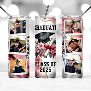 Graduation class of 2025 Photo Tumbler PNG 20 Oz Skinny Tumbler, Instant Download
