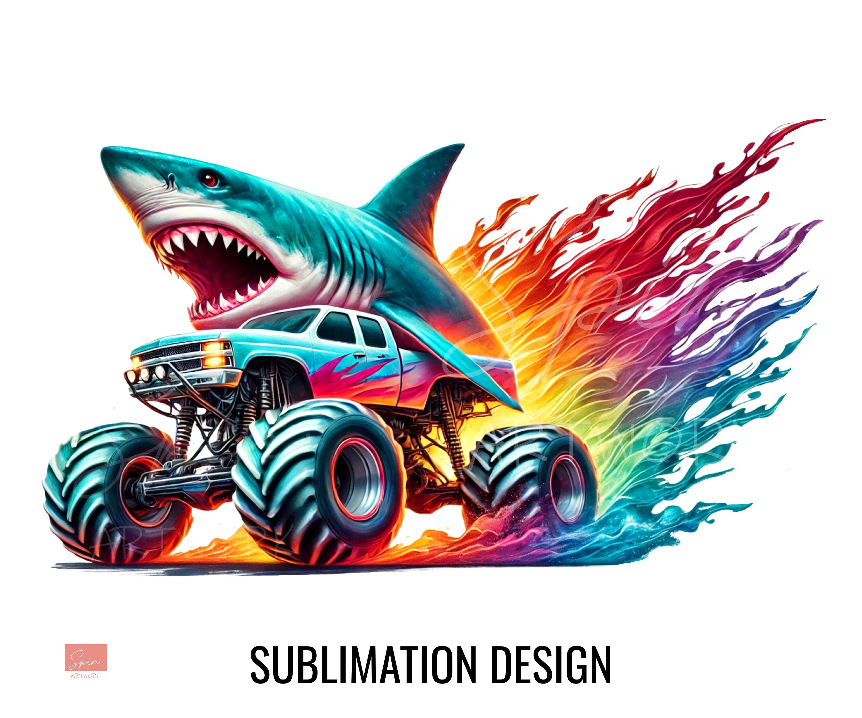 Shark Monster Truck Png Sublimation Design, Extreme Vehicle Png, digital Download