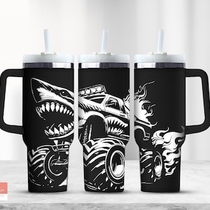 Hai Monster Truck 40 oz Tumbler Wrap, Tumbler Laser Design, Tumbler Laser graviert svg, Tumbler Designs