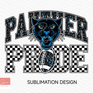 Panther Pride Football PNG, Sublimation Design, School Mascot, Game Day Football T-Shirt PNG digital Download