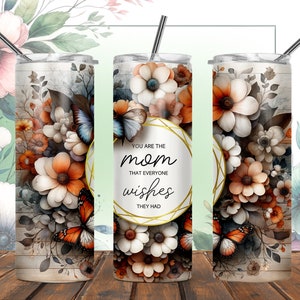 Mother, mom 20oz Skinny Tumbler Sublimation Design, Floral Tumbler Wrap Digital download
