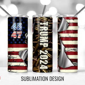 Trump 2024 45 47 Vaterländische Flagge PNG, 20 Unze Skinny Tumbler Sublimationsdesign, digitaler Download PNG