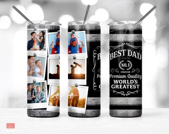 Best Dad No.1 Tumbler, Dad Photo Collage, Father's Day 20 Oz Skinny Tumbler, Instant Download
