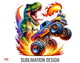 T-Rex Dinosaur Monster Truck Png Sublimation Design, Extreme Vehicle Png, digital Download