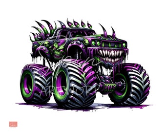 Halloween Monster Truck Png Sublimation, Extreme Vehicle Png, digital Download