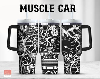 Muscle car auto-onderdelen 40oz beker lasergravure wrap, automotor 40 oz beker wrap, beker laserontwerp, bekerontwerpen