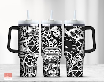 Gearhead 40 oz beker lasergravure wrap, automotor 40 oz beker wrap, beker laserontwerp, beker lasergegraveerde svg, bekerontwerpen
