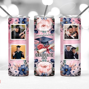 Senior Graduation 2025 Photo Tumbler PNG 20 Oz Skinny Tumbler, Instant Download