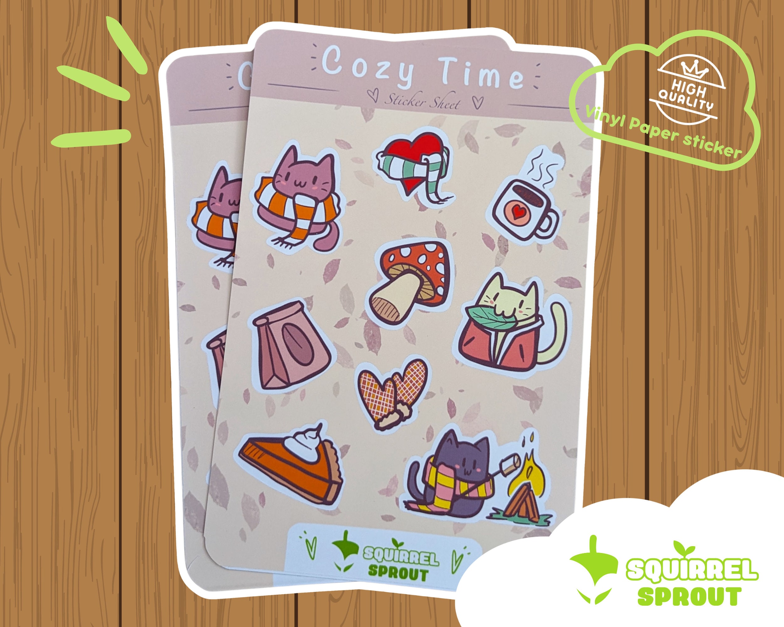 Cozy Winter Joy Sticker Sheet Kawaii Journal Decor Bullet Journal Sticker  Cat Lover Gift Doodle Art Stickers 