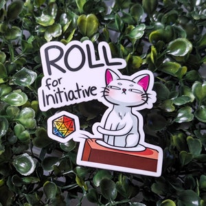 Cute D&D - Rolo para Iniciativa Cat D20 Adesivo de Vinil