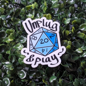 Adesivo de vinil D&D D20 Die Unplug and Play
