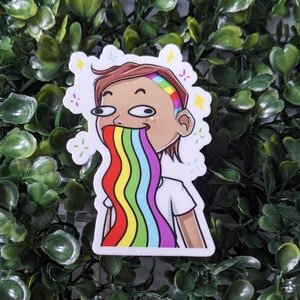 Pegatina de vinilo Rainbow Vomit Pride para los corazones LGBTQIA +