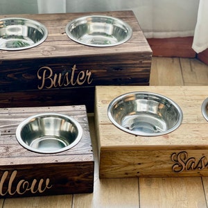 Rustic Dog Bowl, Custom Dog Bowl Stand, Reclaimed Pallet Wood, Personalized Pet Feeding Station, Unique Pet Lover Gift image 1