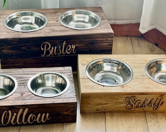 Rustic Dog Bowl, Custom Dog Bowl Stand, Reclaimed Pallet Wood, Personalized Pet Feeding Station, Unique Pet Lover Gift