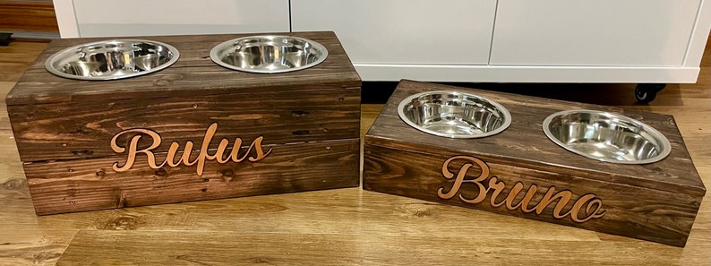 Rustic Dog Bowl, Custom Dog Bowl Stand, Reclaimed Pallet Wood, Personalized Pet Feeding Station, Unique Pet Lover Gift image 5