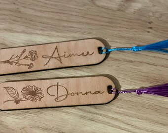 Personalised Large Wooden Bookmark - Any Name - Any Phrase - Any Occasion - Choice of Design - Choice of Tassel