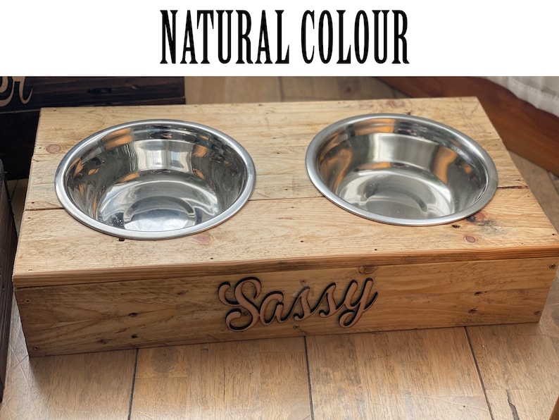 Rustic Dog Bowl, Custom Dog Bowl Stand, Reclaimed Pallet Wood, Personalized Pet Feeding Station, Unique Pet Lover Gift image 2