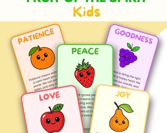 Fruits of the Spirit Cards, Fruit of the Spirit Activity, Christian activity for kids, Fruit of the Spirit Coloring Scripture Cards for kids