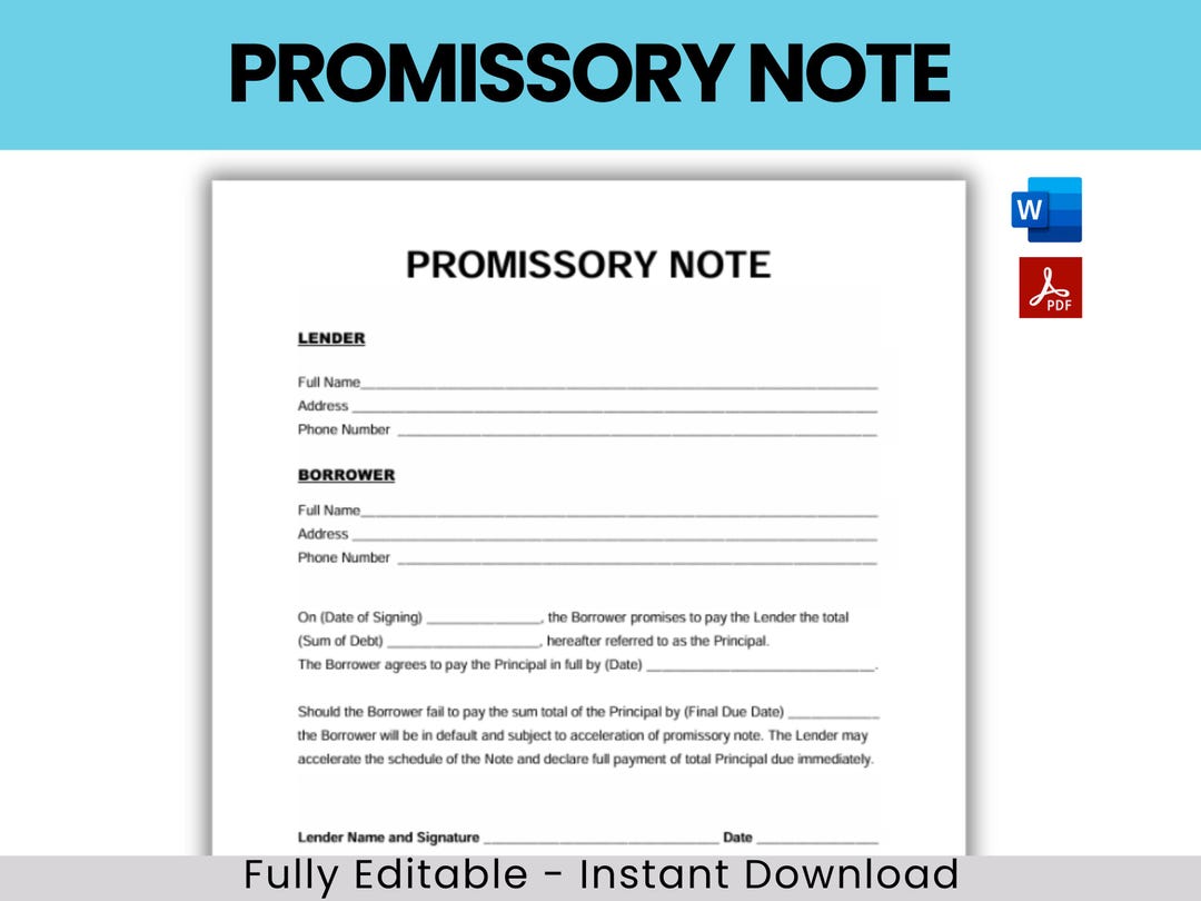 Promissory Note Frame Promissory Note, Promissory Note Templates, Promissory Note Form ...