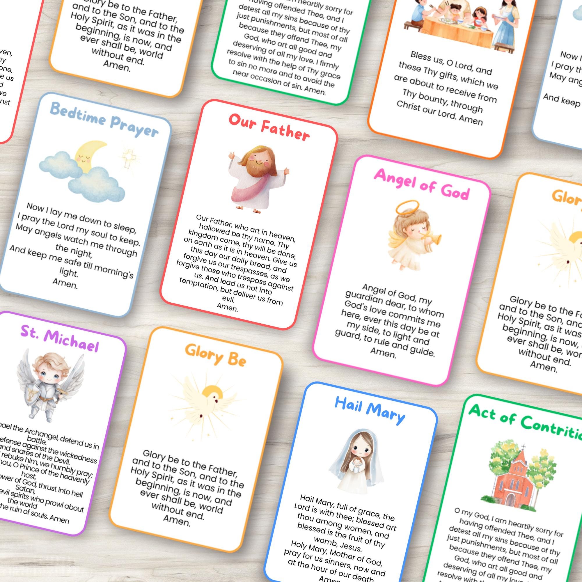 Catholic Prayer Cards for Kids, Sunday School, Children Prayer Card ...