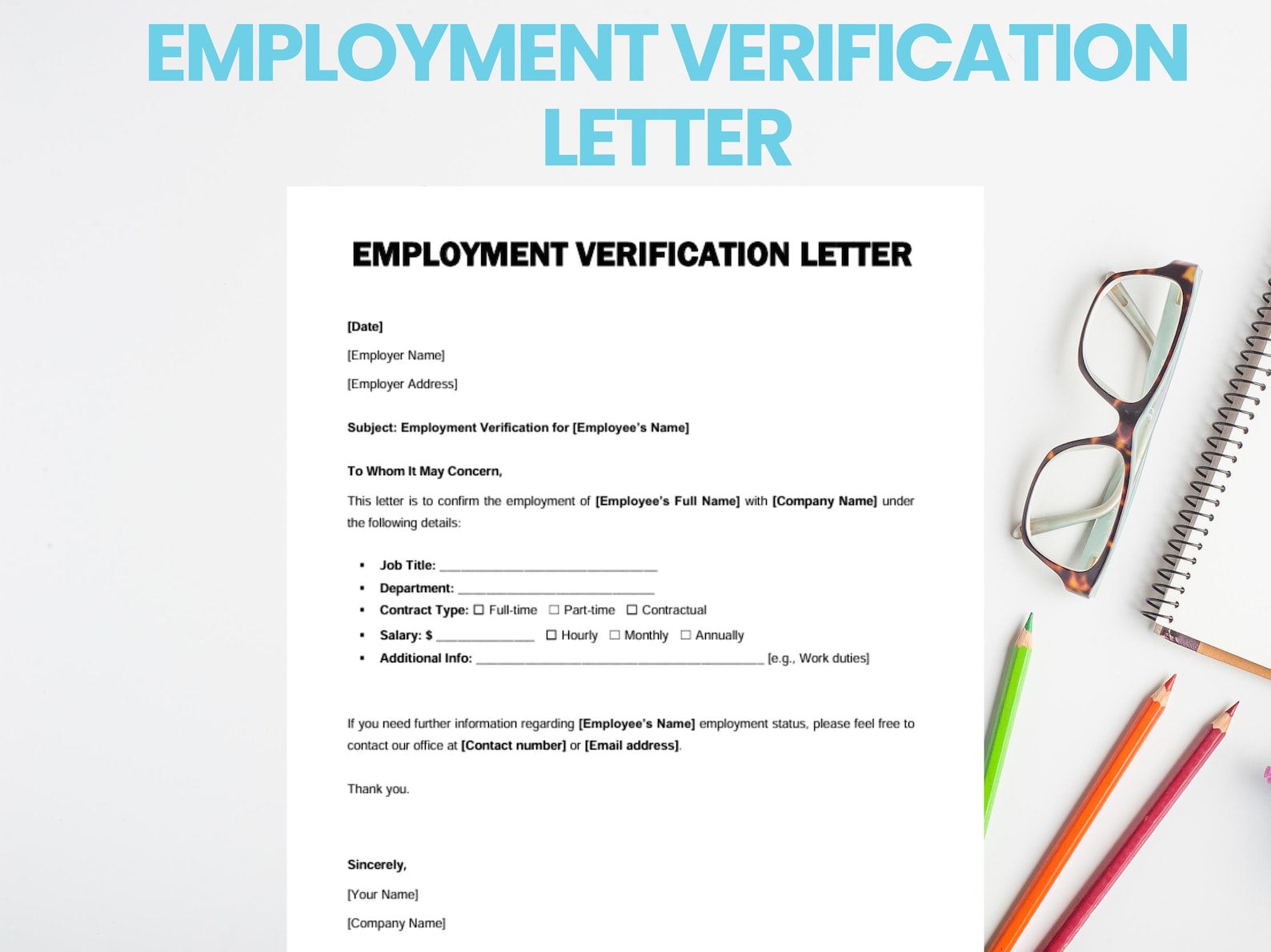Employment Verification Letter Template, Job Verification Letter ...