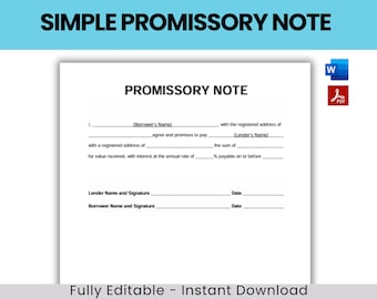 Promissory Note, Promissory Note Templates, Promissory Note Form, Promissory Notes